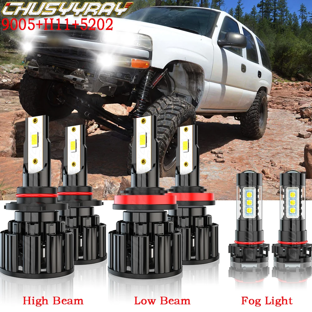 

CHUSYYRAY Compatible For Suburban Tahoe 2007-2014 Led Bulbs 6x 9005 H11 High&Low Beam 5202 Fog Light Bulbs Combo Car accsesories