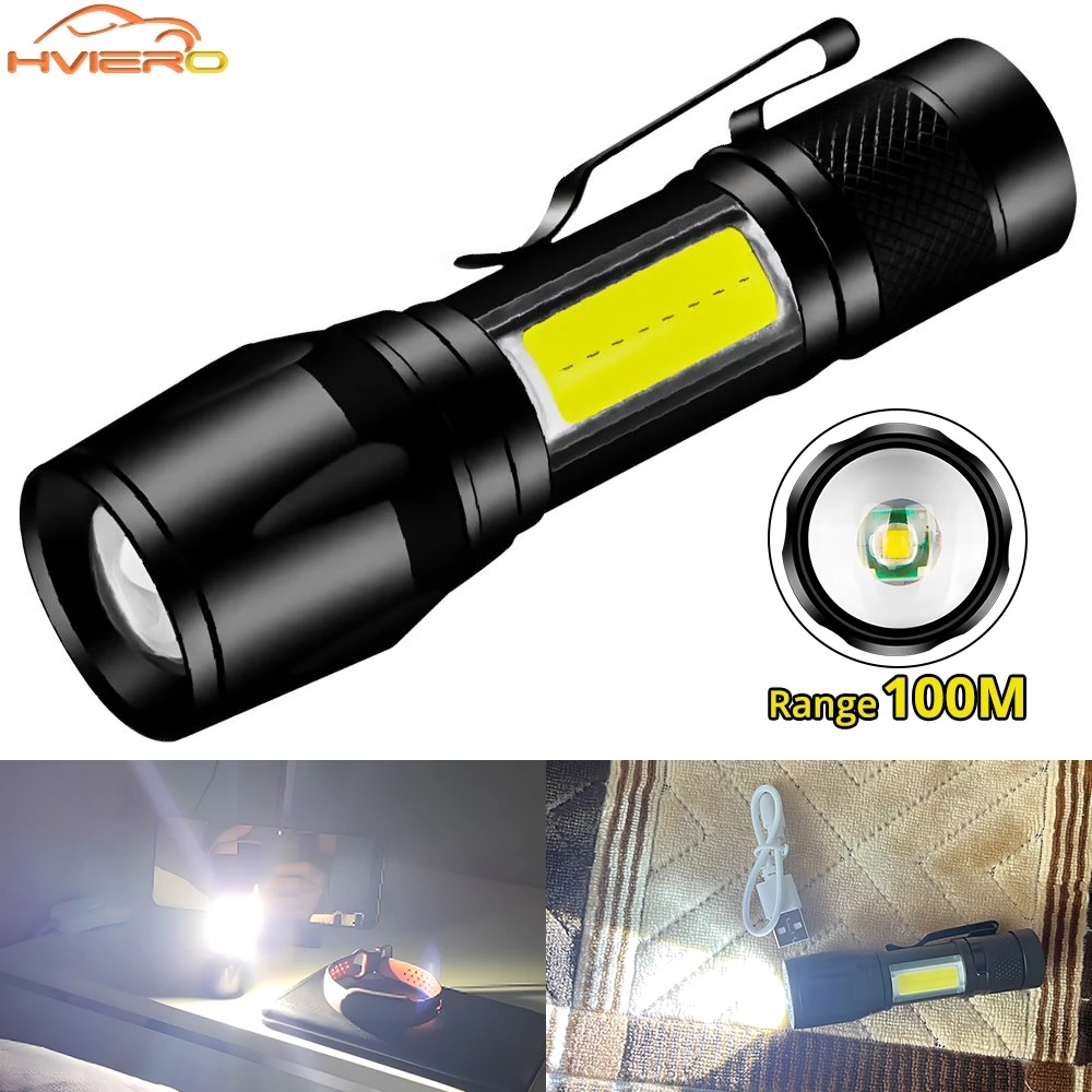 

1/2/4/8/10Pcs Zoomable Focus Work Lights Mini Flashlight USB Charge Portable Torch Ultra Bright Camping Emergency Side Lamps