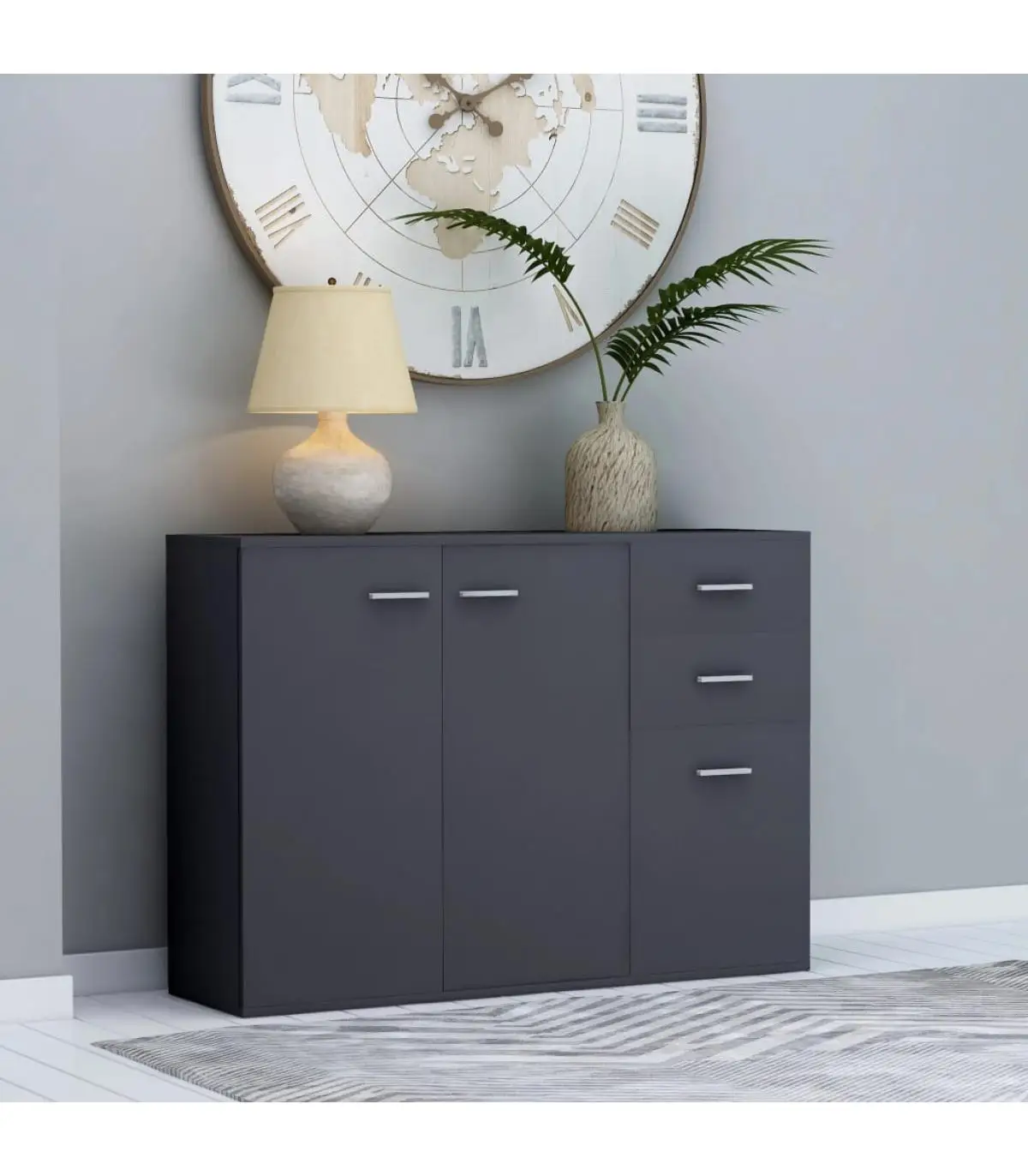 Sideboards plywood gray 105x30x75 cm