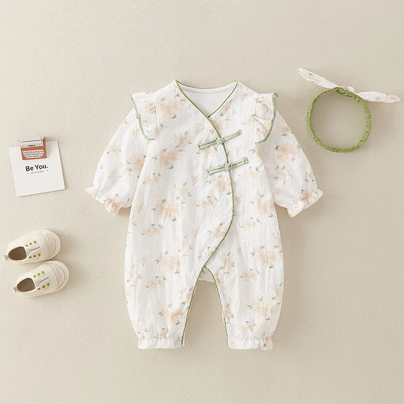 

Baby Jumpsuit Spring and Autumn Class A Baby Girl Spring Clothes Double Layer Jumpsuit Newborn Outdoor Clothes Climbing Clothes