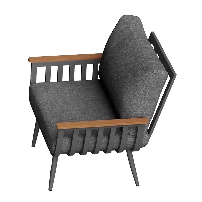 

Скандинавский открытый отдых из алюминиевого сплава, пластиковый деревянный подлокотник, диван, двор, сад, верхний диван