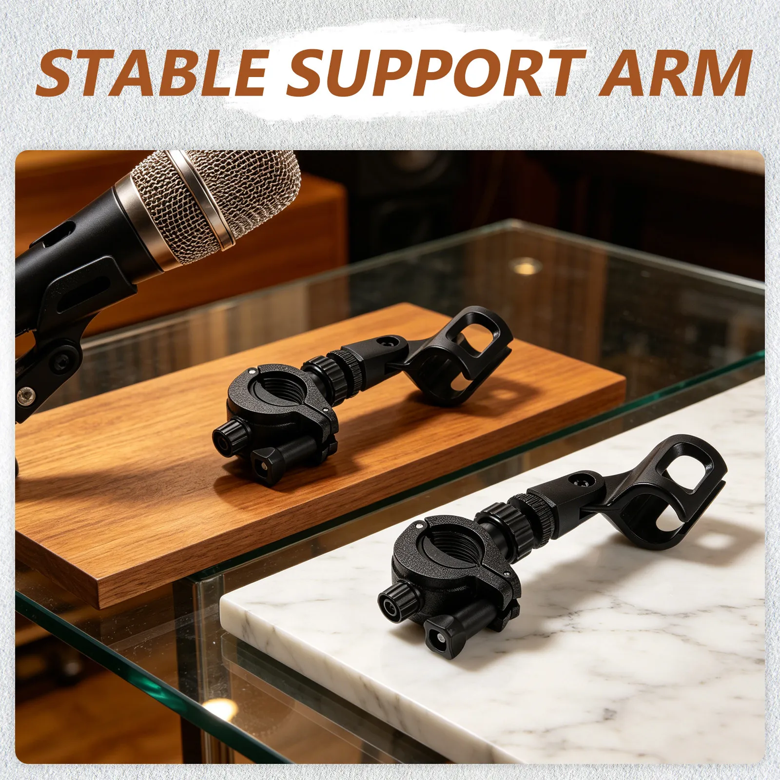Professional Trumpet Microphone Holder Clip with Reinforced Tube Arm Antitip Base Mic Stand Desk Mount Clamp for Live Broadcast