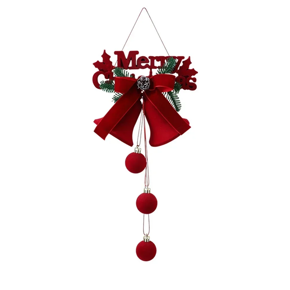 

Festive Christmas Tree Hanging Bells With Santa Bell Pendant Lightweight Plastic Flocking Decoration For Holiday Seasonal Use