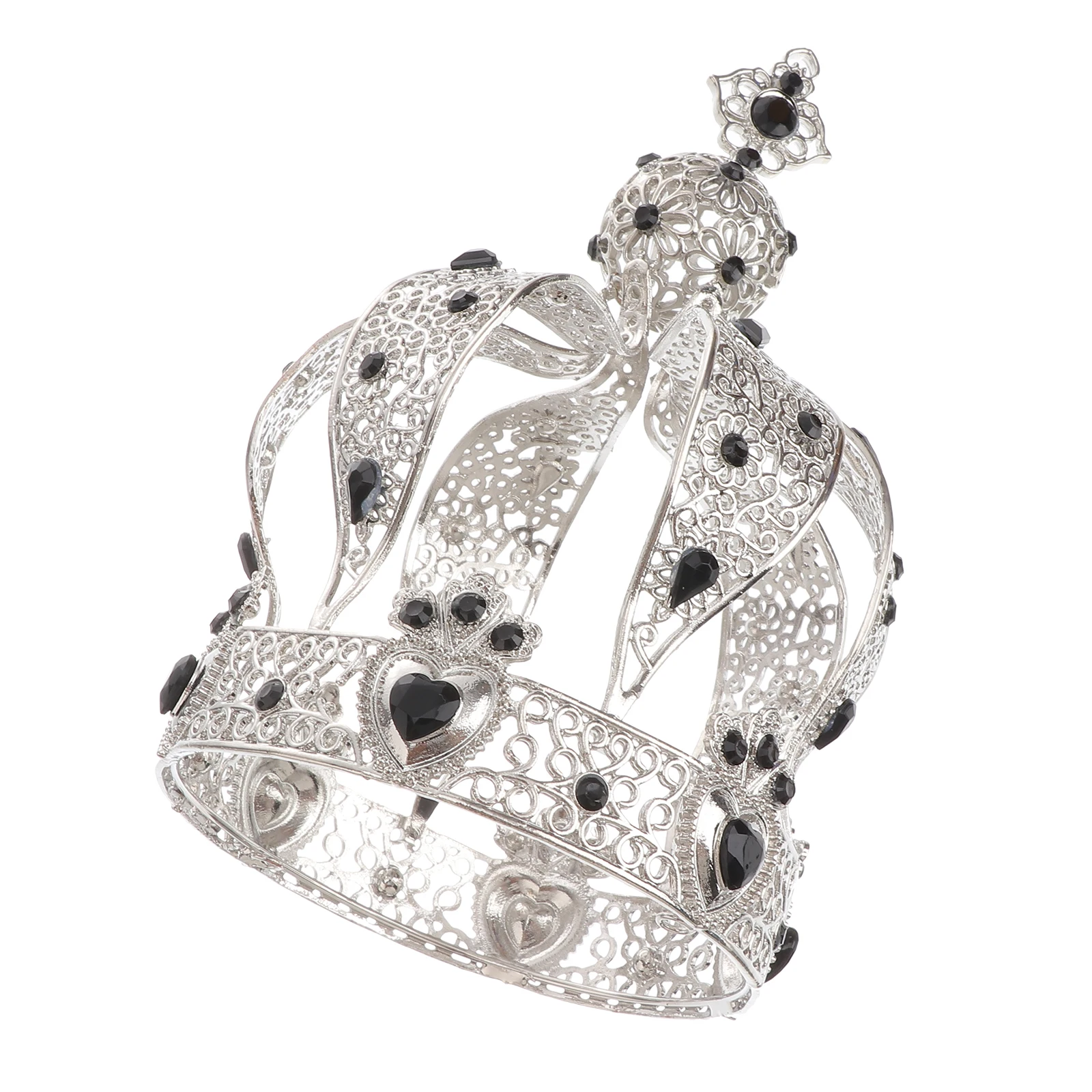 

Retro Crown Black Wedding Headgear Women Bride Round Exquisite Hair Decoration Lightweight Crystal Alloy Bridal Photoshoot