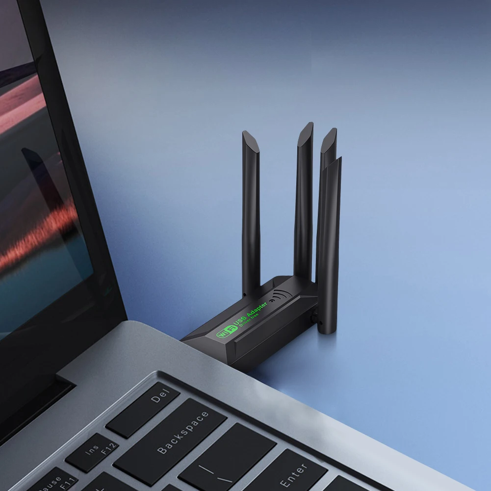 Kartu Jaringan Nirkabel Dual Band 2.4-5.8Ghz Pemancar Penerima Jaringan Eksternal 1300Mbps WiFi USB3.0 Adaptor untuk Rumah Kantor