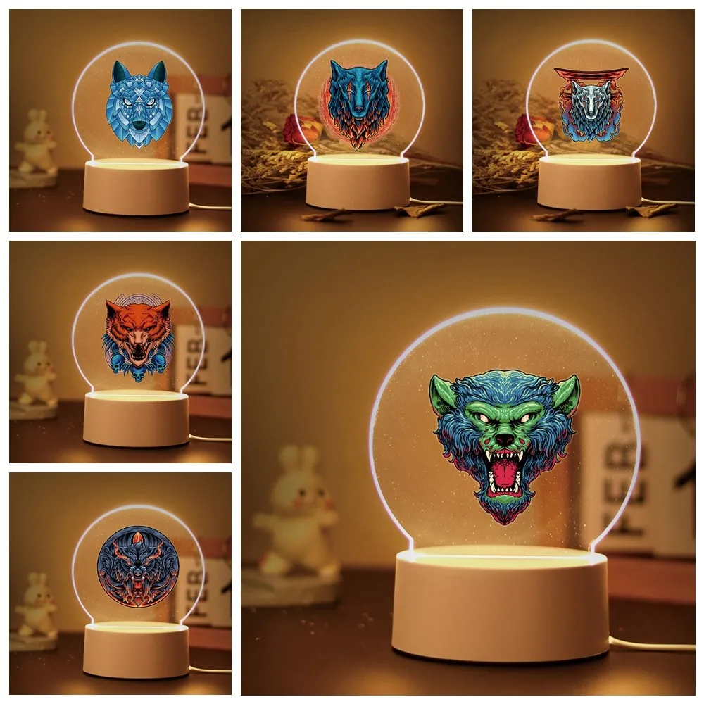 

1 pc hot Wolf totem Children Bedroom Decor 3D Lamp Acrylic Night Lights Gift