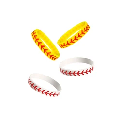 2pcs Softball Stripe Printed Silicone Bracelet Fan's Commemorative Wristband Sports Rubber Band Men Women Fashion Accessories