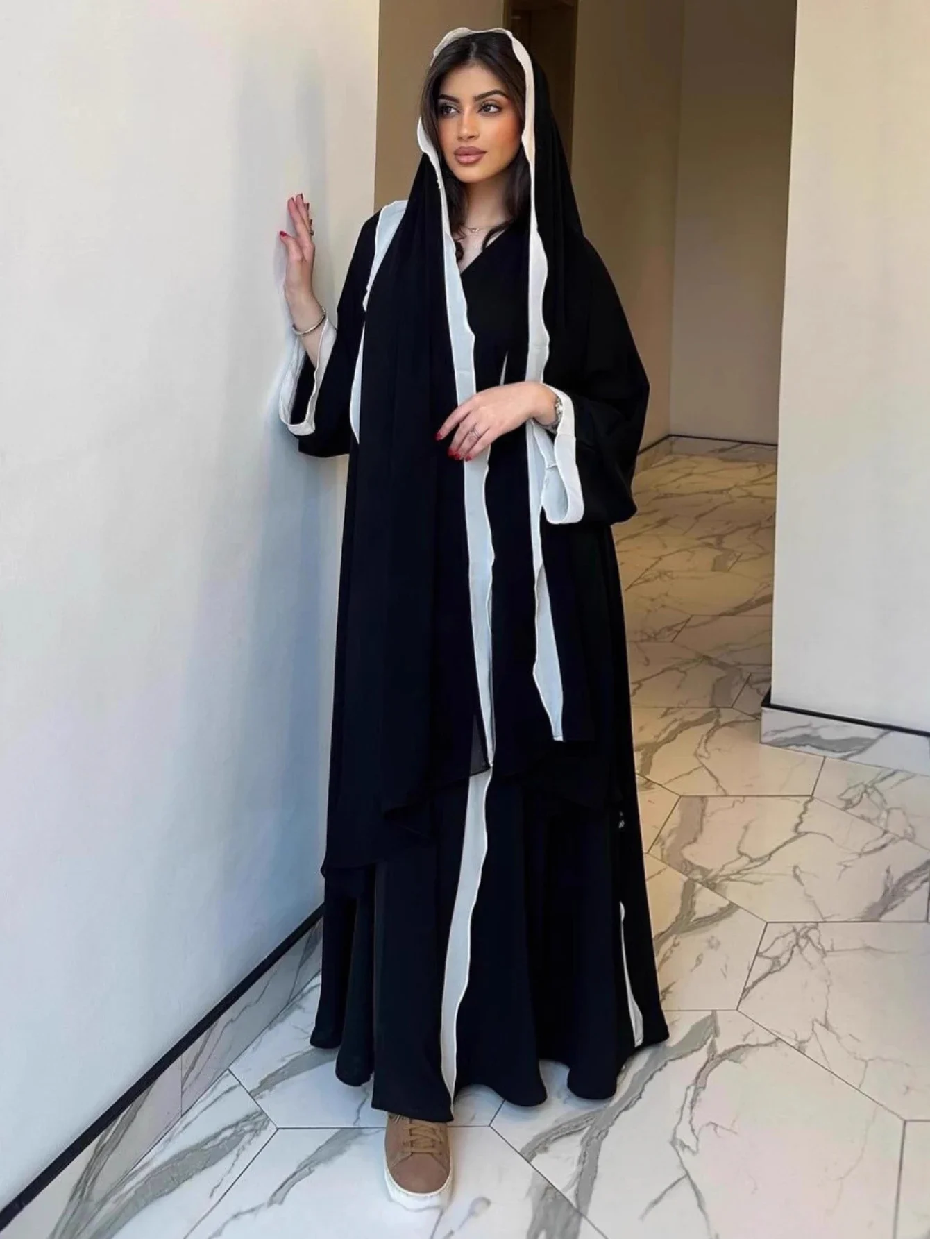 Eid musulman Abaya avec écharpe pour femmes Robe Abayas arabe dubaï Cardigan Jalabiya robes de soirée caftan robes longue Robe Jalabiya