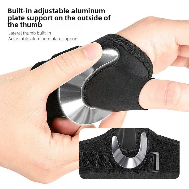 Moldable Aluminum Plate Hand Splint, Tenosynovitis Thumb Wrist Brace, Magic Tape Adjustable Strap Protective Support Sleeve