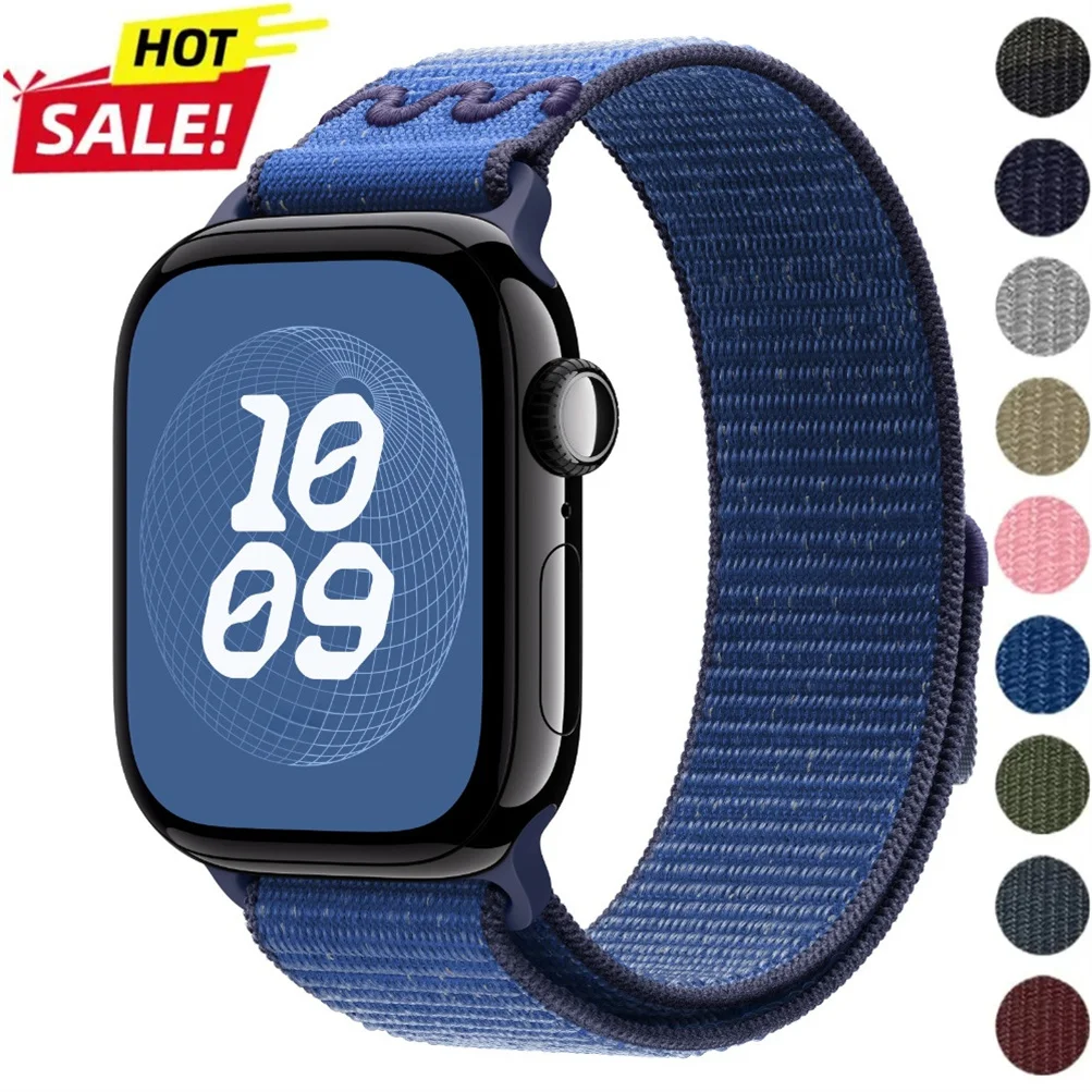 Nylon Strap for Apple Watch Bands 44mm 40mm 49mm 45mm 41mm 46mm Loop Bracelet iWatch Series 11 10 9 8 7 6 5 SE Ultra 3 Strap