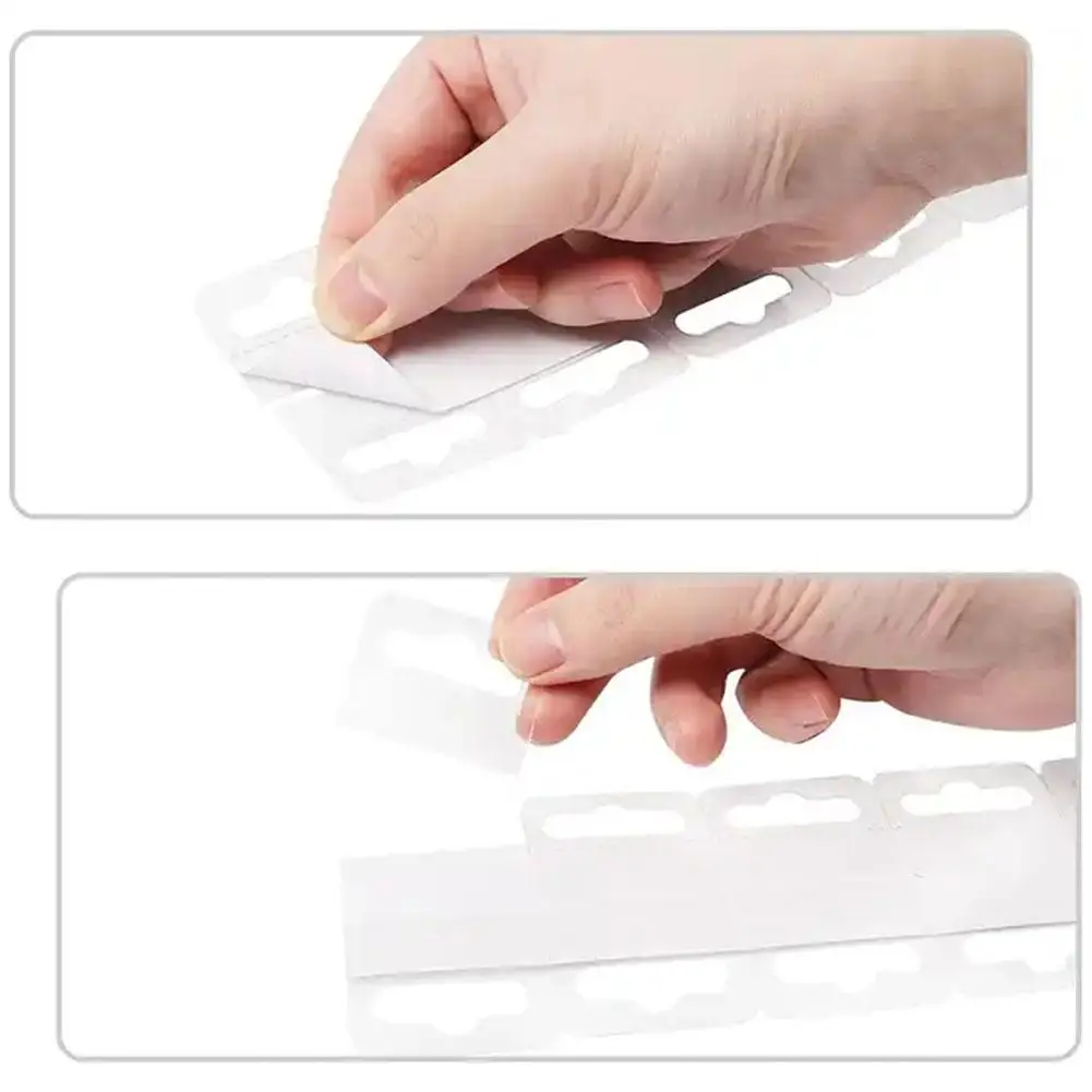 100pc Clear Sticky Hanging Tabs Slot Hole Clear Sticky Tab Self Adhesive Hang Tab for Office Home Sale Item Store Retail Display