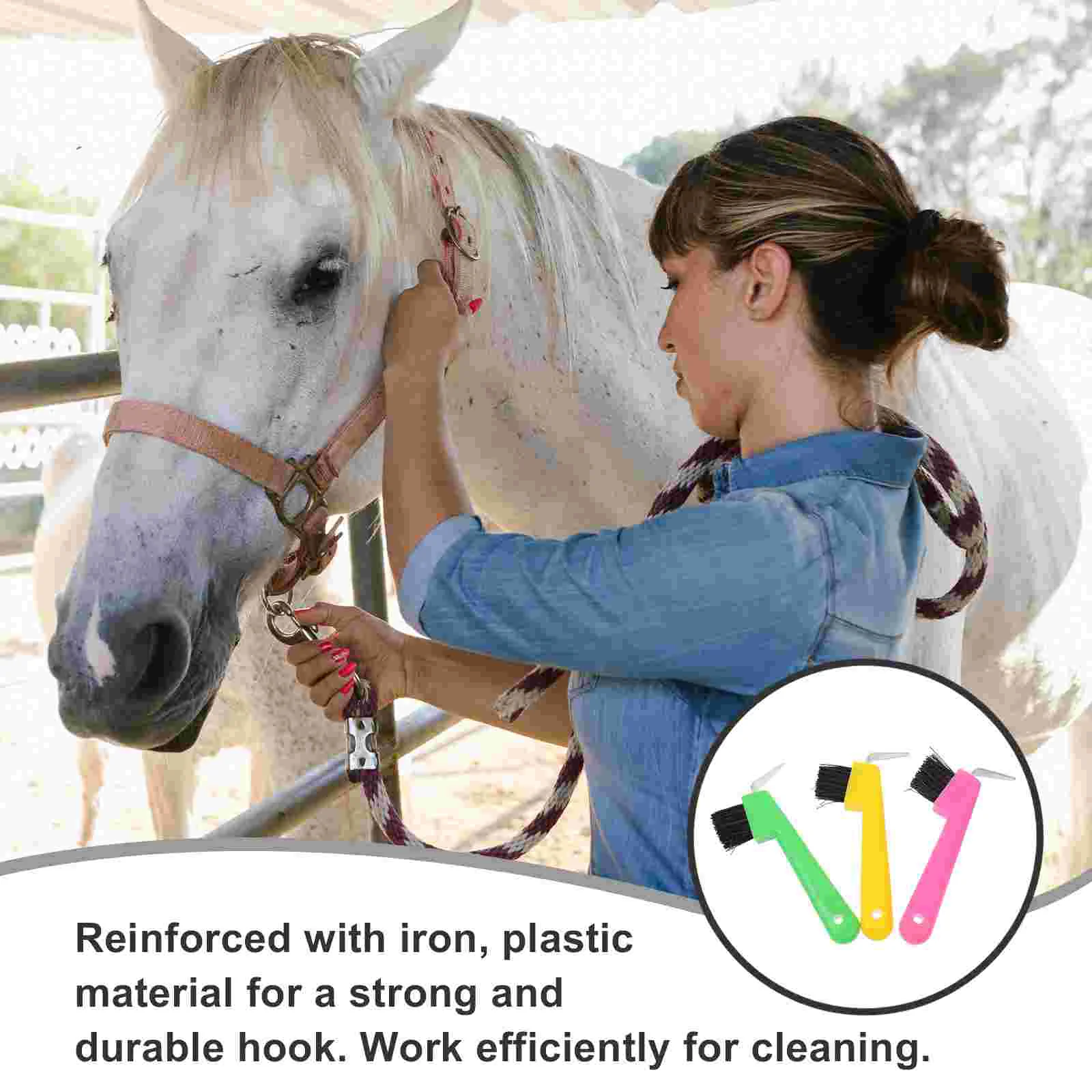 Plastic Horse Hoof Pick Brush Grip Hoof Pick Handle Cleaning Brush Horseshoe Grooming Tool Portable Hoof Pick Horse