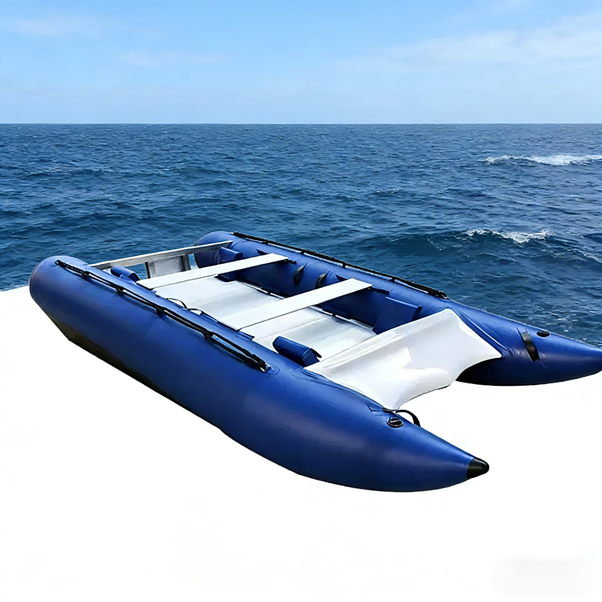 Heavy-Duty 430cm PVC Folding Catamaran Boat 6-Person for Family Leisure & Emergency Rescue