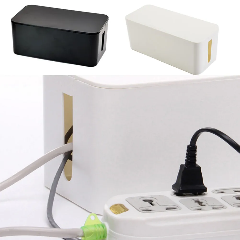 Power Cord Storage Box L Black Scratch Resistant Plastic Power Strip Organizer Cable Box Wire Management Wire Organizer