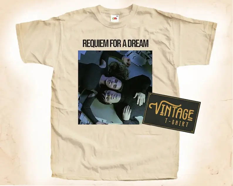 Requiem For A Dream V5 T shirt Tee Natural Vintage Cotton Movie Poster Beige All Sizes