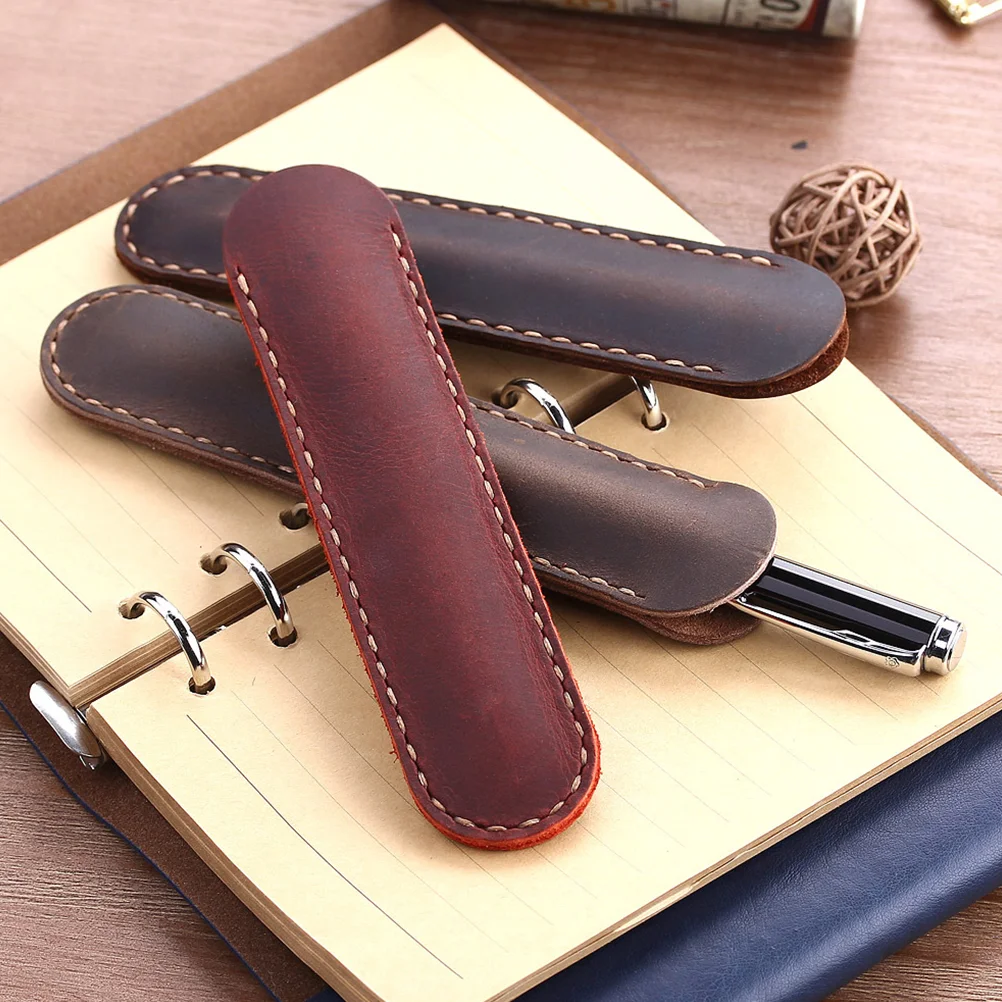 

Pen Pens Pouch Holder Case Pencil Handmade Coffee Protective Sleeve