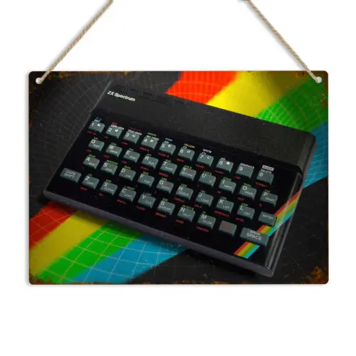 Sinclair ZX Spectrum Metal Wall Sign Vintage Computer Art Print Retro Gamer Gift