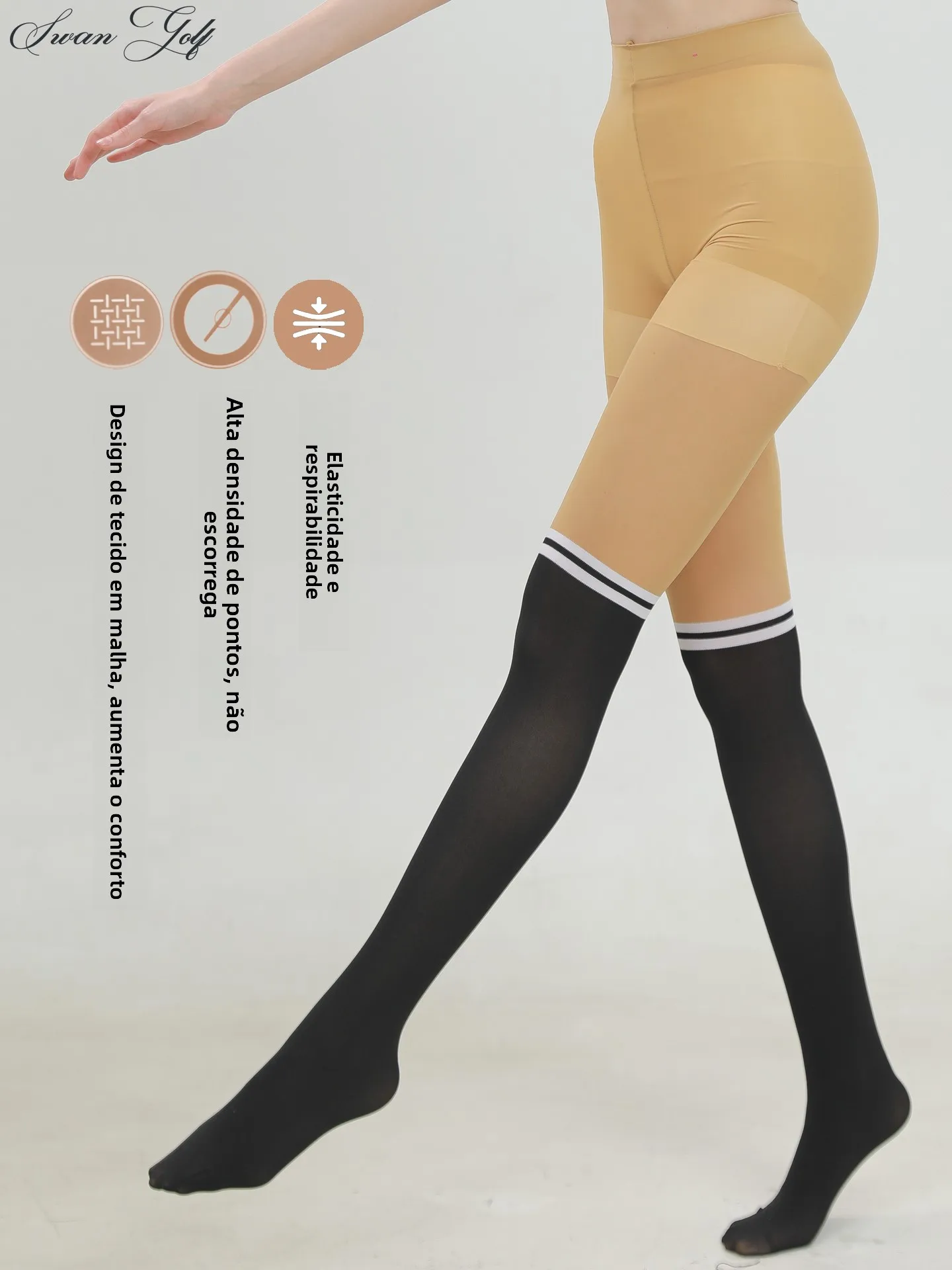 new-golf-women's-high-waist-butt-lifting-ice-sensation-uv-protection-sunscreen-golf-socks-summer-sporty-style-thin-moisture-w