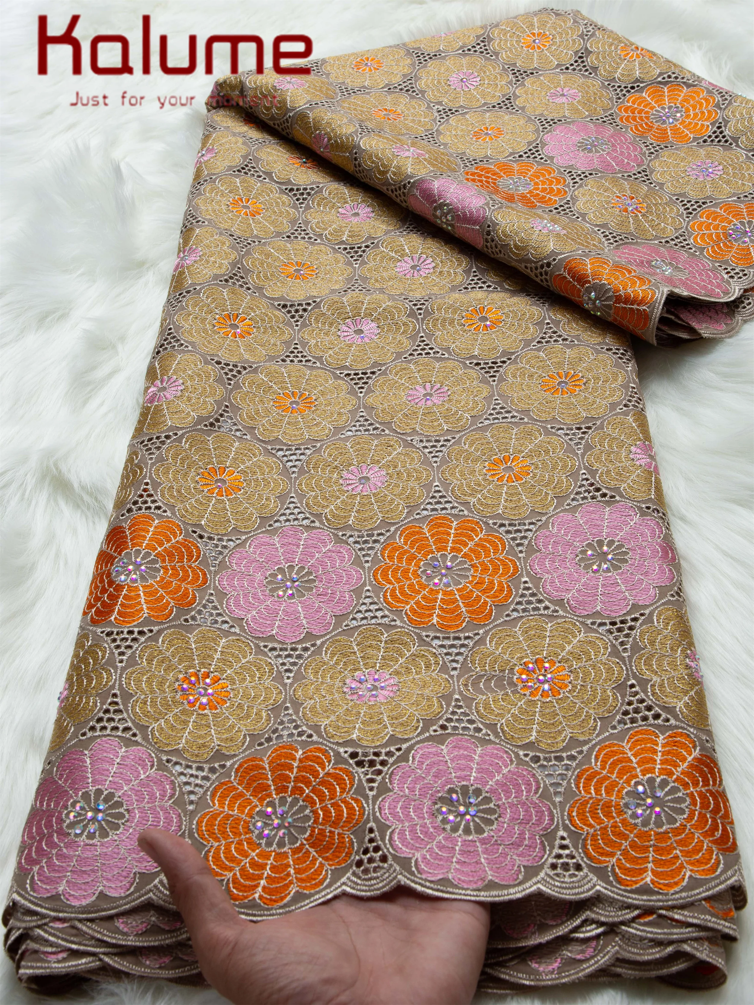 

Kalume Lace Dry Cotton Fabric High Quality 2026 African Nigerian Swiss Voile Embroidered Lace Fabric 5 Yard for Women Sewing