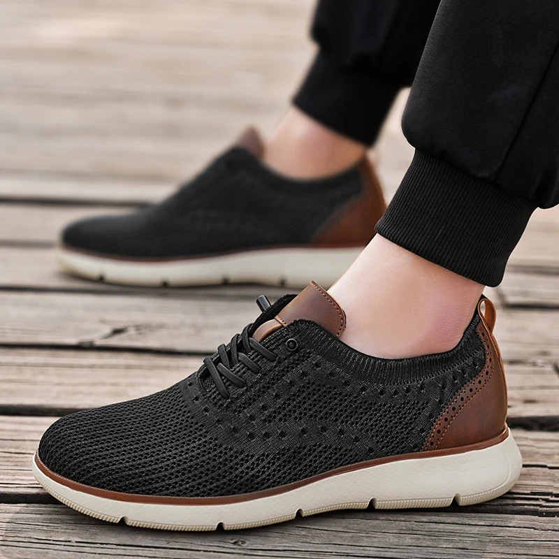 Men's Mesh Casual Sneakers Lightweight Breathable Dress Shoes Comfortable Walking Oxford Shoes Trainers for Men