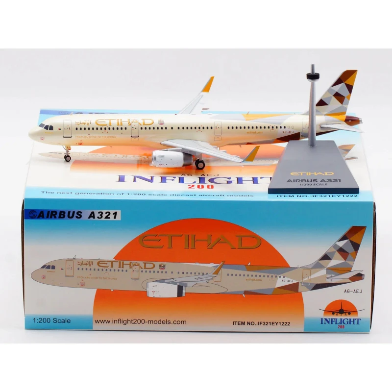 1:200 Diecast Alloy Plane INFLIGHT ETIHAD AIRWAYS Airbus A321 Aircraft Jet Model A6-AEJ With Stand IF321EY1222 Collection Fans