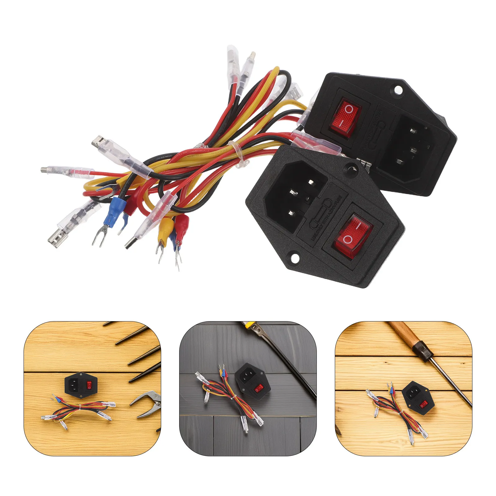 2Sets Rocker Switch Module Plug 15A Power Socket Fuse on Off Switch for 3D Printer Computer Power Supply and Appliance Use