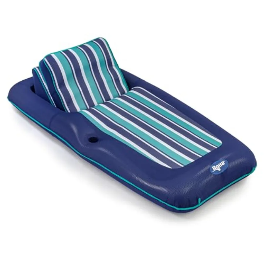 

Aqua Premium Convertible Pool Float Lounge Extra Large Heavy Duty Inflatable Pool Floats for Adults with Cupholder Navy/Green/W