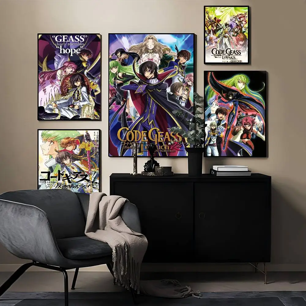 

Anime Code Geass Self-adhesive Art Poster Retro Kraft Paper Sticker DIY Room Bar Cafe Stickers Wall Painting