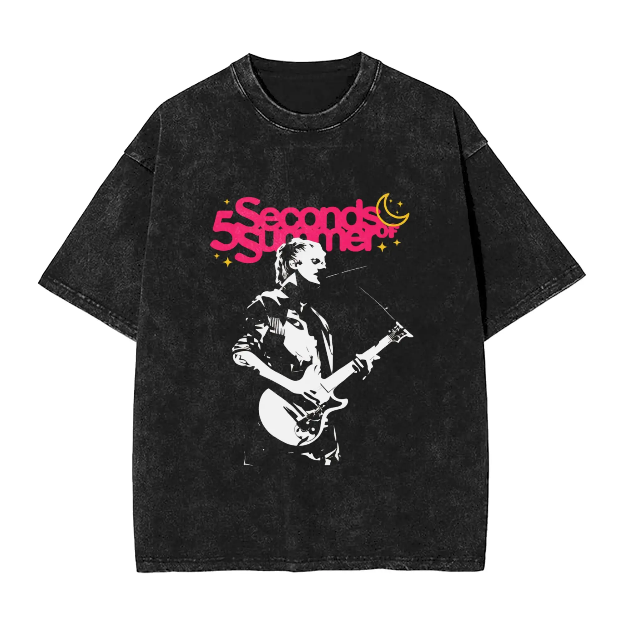 

Amazing 5 Seconds of Summer T-Shirt Men Crewneck Cotton Washed T Shirts Short Sleeve Tee Shirt Printing Clothes