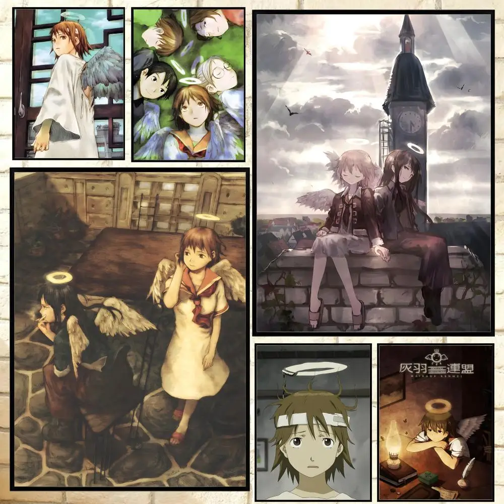Klassisches Anime-Haibane-Renmei-Poster, vielseitige, wasserfeste HD-Wandkunst, selbstklebende Dekoration für jeden Raum, ideales Geschenk