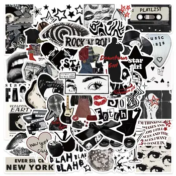 50張90年代00年代復古黑白Y2K少女風貼紙,適用行李箱、筆記型電腦、吉他、手機、日記本等,防水乙烯基材質 6 最佳銷售 千禧年文具 - №4