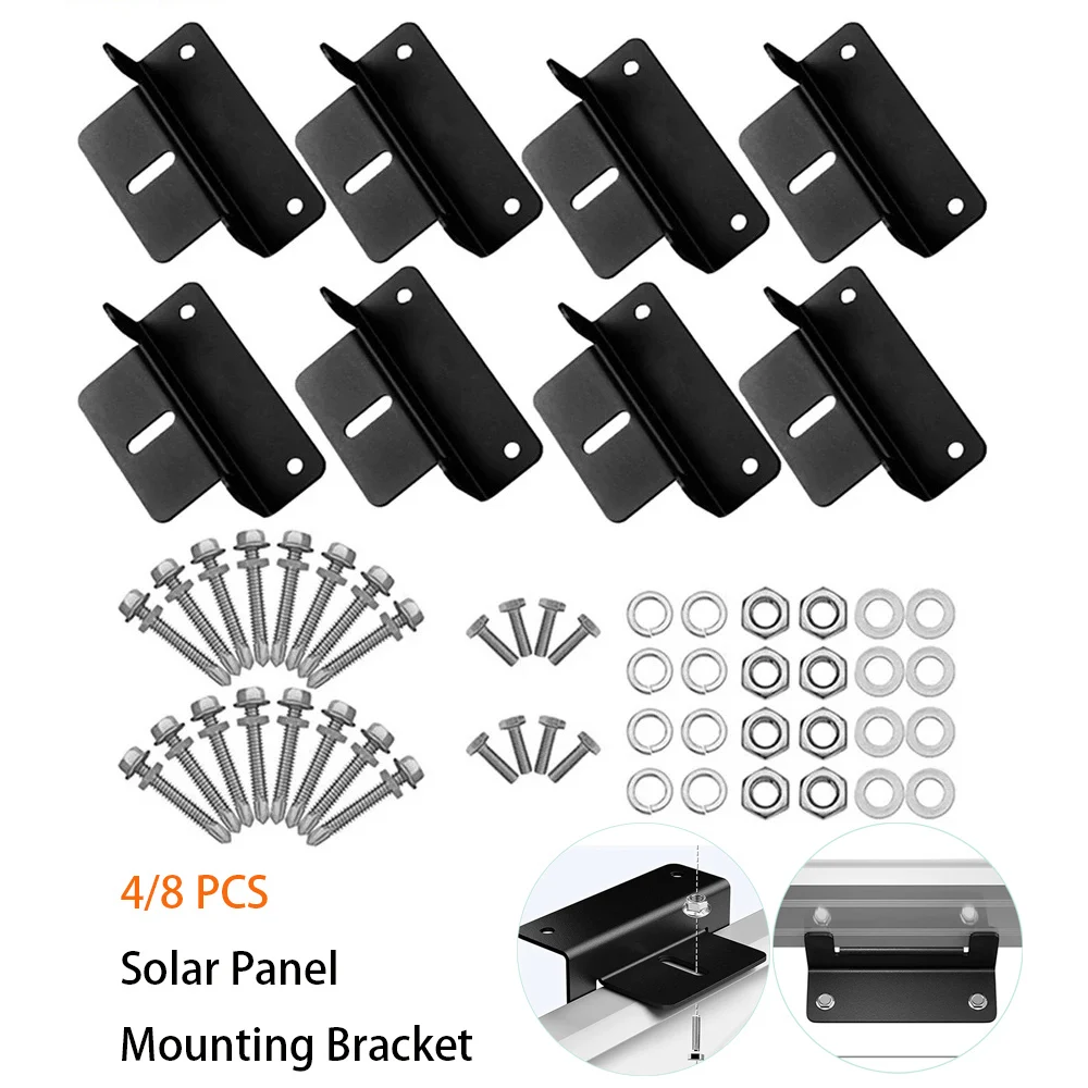 Solar Panel Mounting Bracket Aluminum Z Type Bracket PV Panel Roof Mounting Bracket Solar Mount Kit For RV Boat Black Roof