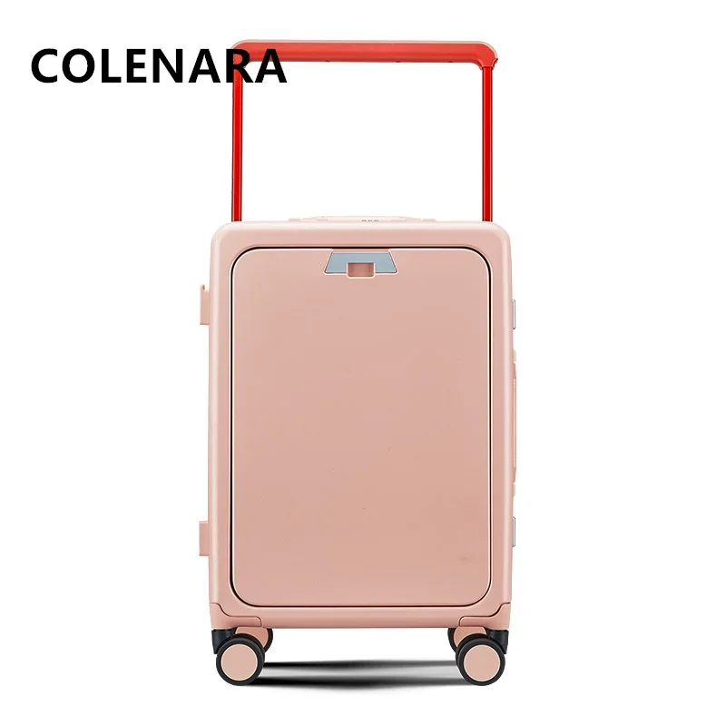 

COLENARA Suitcase ABS+PC Front Opening Boarding Box 20"USB Charging Trolley Case Aluminum Frame 24Inch Carry-on Travel Luggage