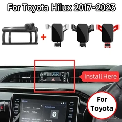 Car Phone Holder For Toyota Hilux 2017 - 2021 2022 2023 Car Styling Bracket GPS Stand 180° Rotatable Support Car Accessories