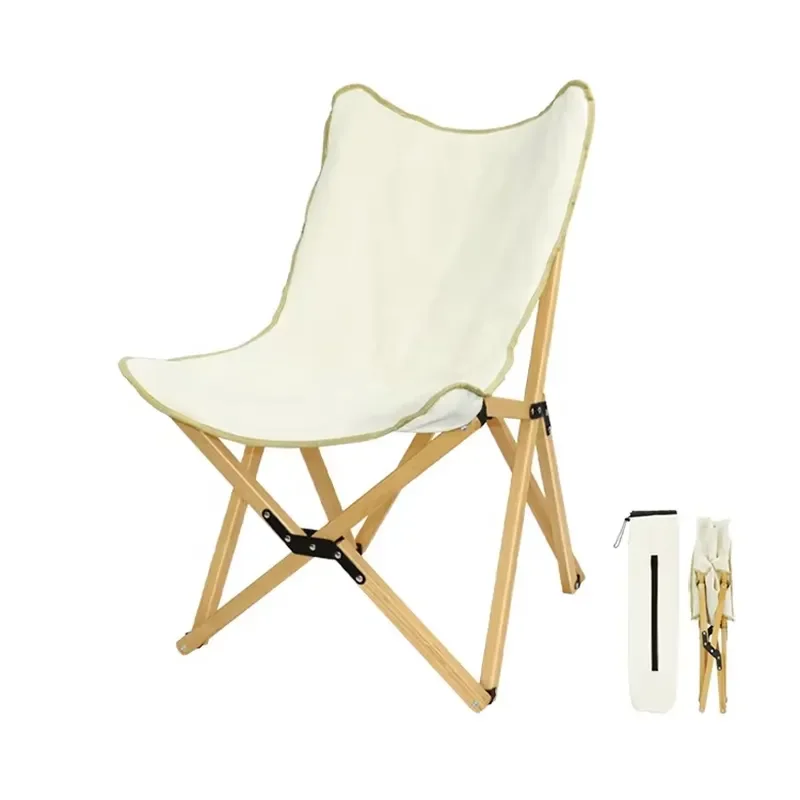 for Custom Folding New Furniture Style Leisure Chair Outdoor Wooden Camping Beach Chair Canvas Fabric Foldable Butterfly Wood