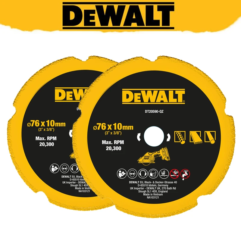 DEWALT DT20590 76 مللي متر × 10 مللي متر عجلة قطع الماس متعددة المواد تقلل الغبار مستقيم قطع شفرة المنشار الحادة