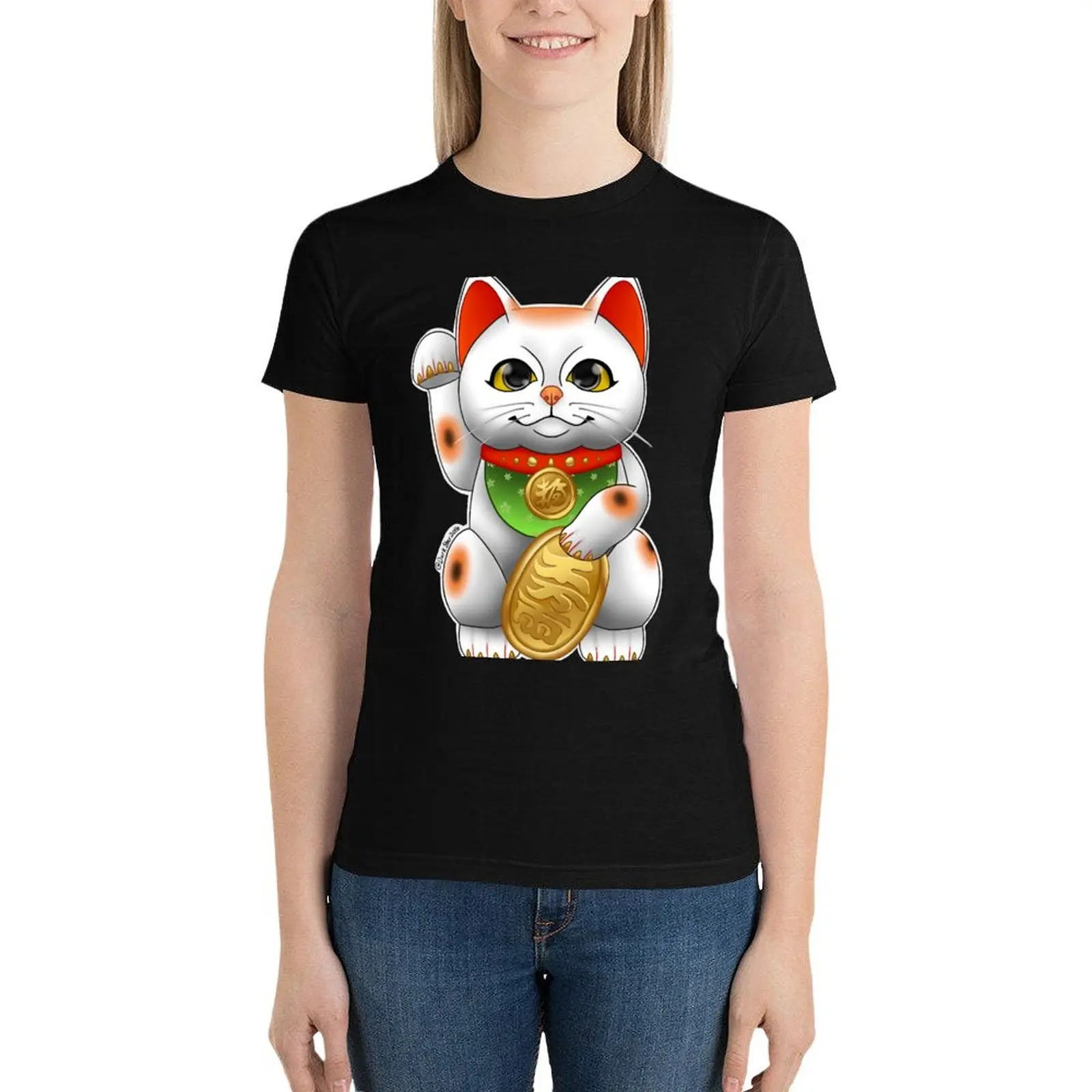 Maneki Neko - the lucky cat T-Shirt Aesthetic clothing oversized korean fashion tight shirts for Women