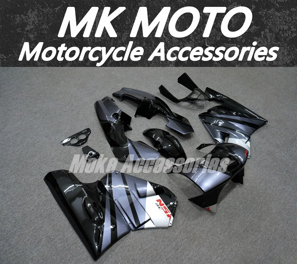 Moke moto Motorcycle Fairings Kit Fit For NSR MC18 1989 Bodywork Set High Quality Abs Handmade mould Blakc Silver Gray