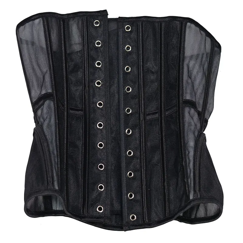 Mesh Breathable Corset Women Sexy Bustier Waist Cincher Slimming Body Shaper Plus Size Underbust Corselet Black Clubwear