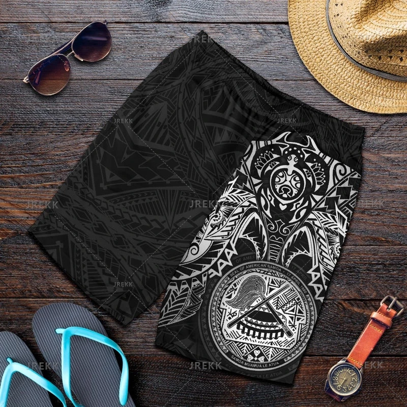 New Harajuku 3D Samoa Emblem Print Beach Shorts Fashion Streetwear Board Shorts Unisex Cool Swimming Shorts Short Pants For Men