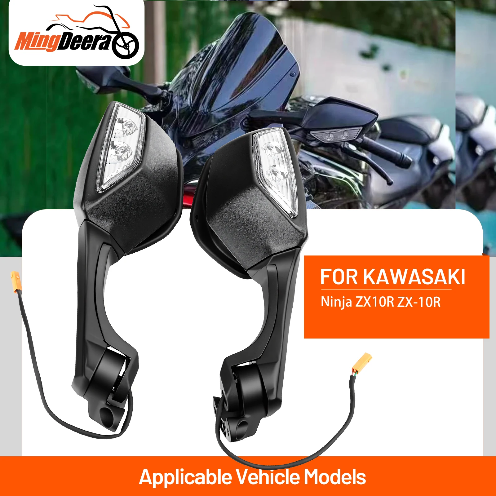 

Зеркала заднего вида для мотоциклов с LED-сигналами поворота для Kawasaki Ninja ZX10R ZX-10R 2016-2019, левое и правое