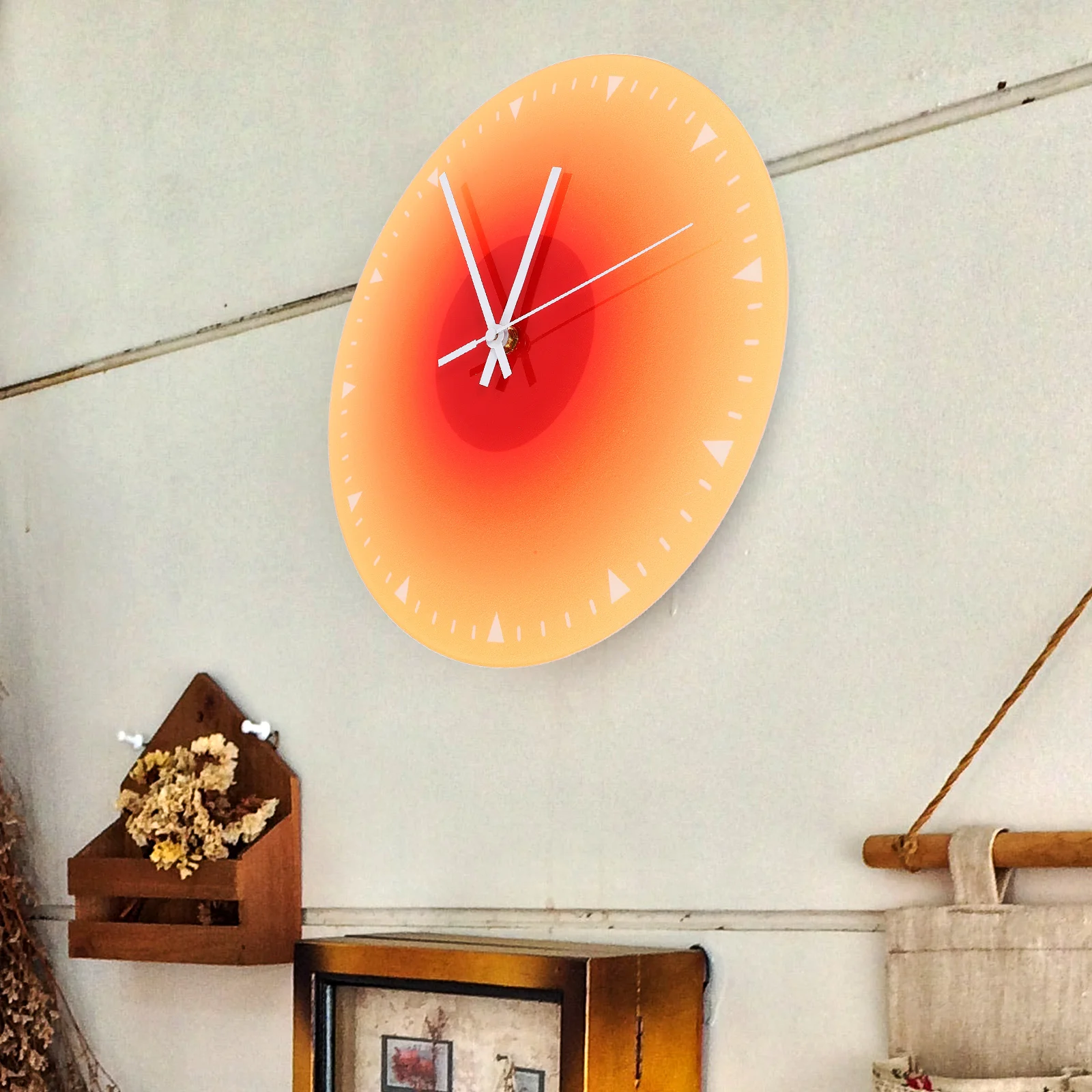 

Acrylic Wall Round Gradient Home Office Bedroom Decorative 3D Wall Hanging Clock Circular Hanging Desk Placement