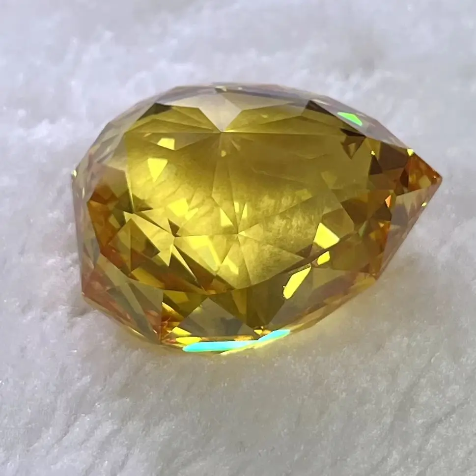 

26.4x30.7mm Yellow Cubic Zirconia Stones Synthetic CZ Stones Special Cut Big Zircon Gemstone