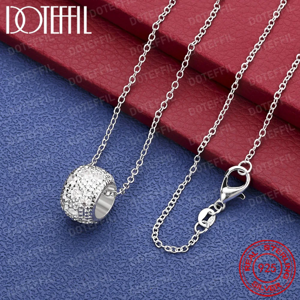 

Exquisite 925 Sterling Silver Round Pendant Necklace - Stylish Wedding/Engagement Party Jewelry Gift for Women