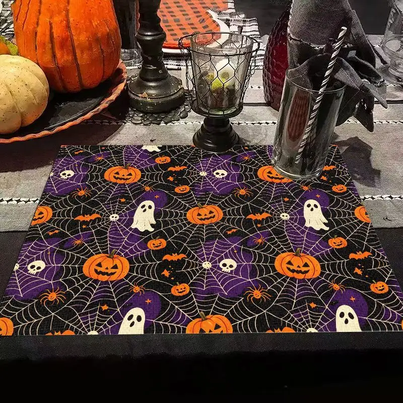 VIKAMA Halloween Themed Table Mat Adorable Witch Ghost Pumpkin Placemat for Holiday Gift