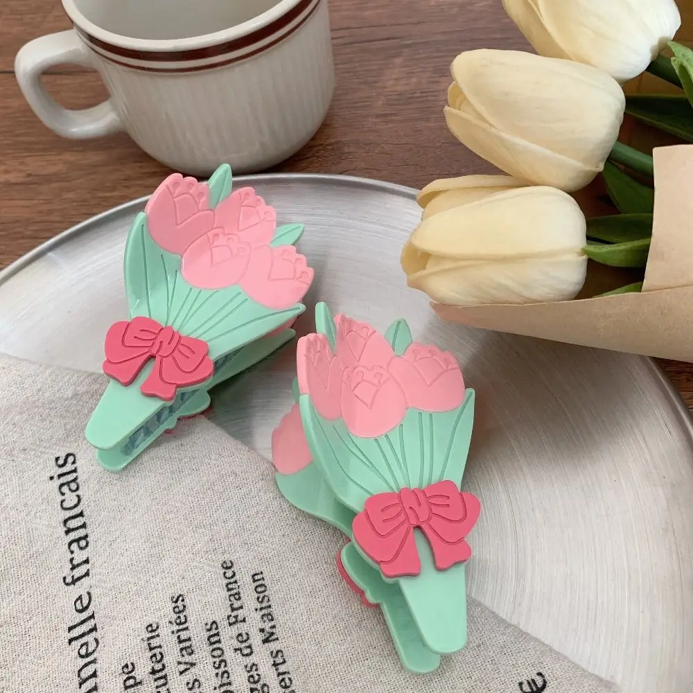 

Cute Acetic Acid Acetate Flower Hair Claw Cute Hairpin Grab Clip Tulips Hair Clip Shark Clip Headdress Big Hairpin Female