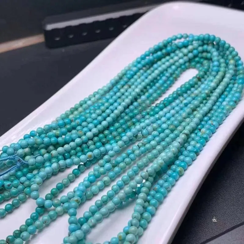Natural Hubei Turquoise Round And Small Beads With Good Quality, Suitable Bracelet Accessories