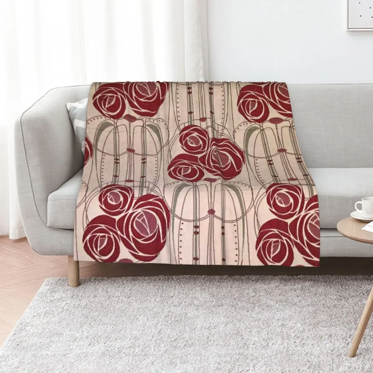 Charles Rennie Mackintosh roses,Mackintosh abstract rose Throw Blanket Multi-Purpose Bed covers Stuffeds Blankets