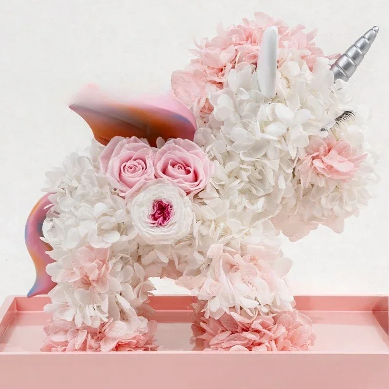Cute hydrangea immortal flower unicorn ornament Valentine's Day gift for girlfriend birthday creativity Qixi Festival