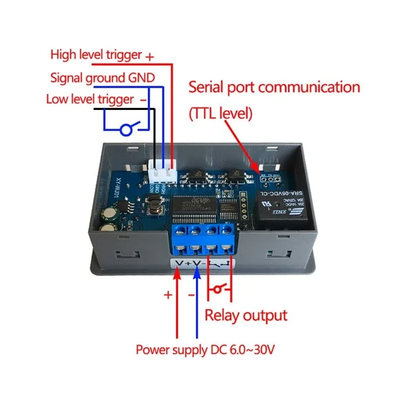 XY-WJ01 Delay Relay Module With Digital LED Dual Display Cycle Timing Circuit Switch